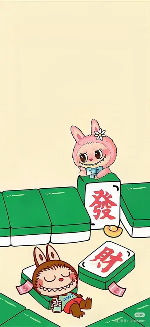 Pop Mart Labubu Characters Playing Mahjong