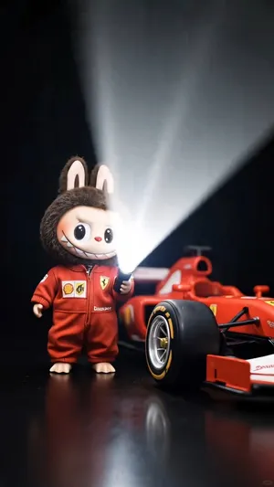 Labubu Figure from Pop Mart with Ferrari Racing Suit