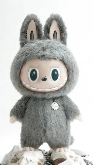 Pop Mart Labubu Figure - Cute Grey Furry Collectible Toy