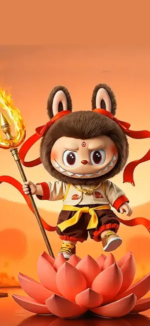 Pop Mart Labubu Figure - Fiery Warrior on Lotus