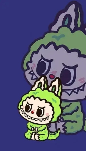 Labubu Character from Pop Mart - Cute Green Dinosaur Costume